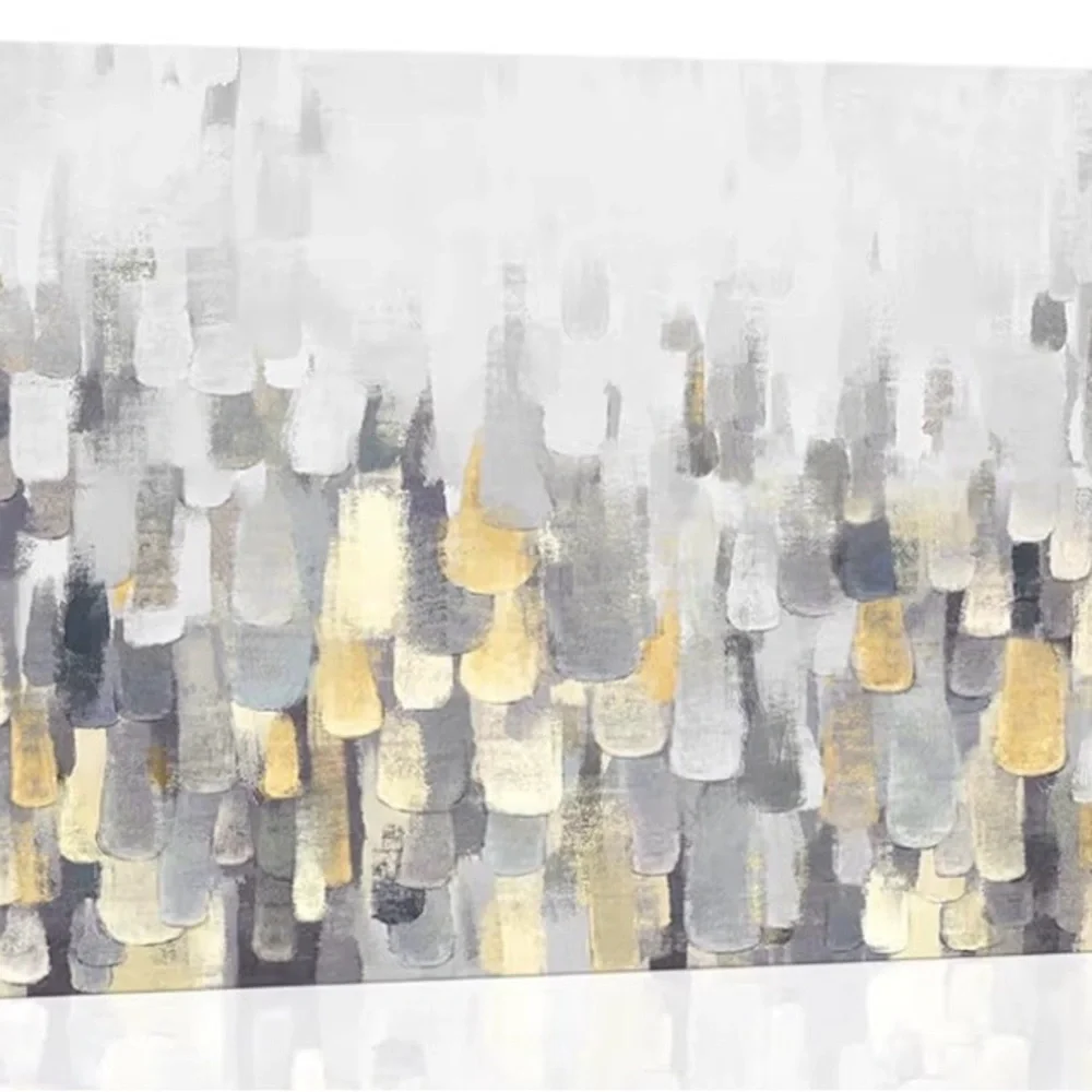 Abstract Gray and Gold Canvas Art